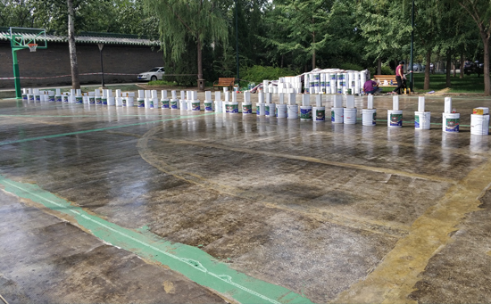 硅pu籃球場(chǎng)底涂施工圖片