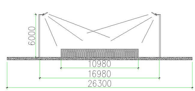 塑膠網(wǎng)球場燈光尺寸圖片